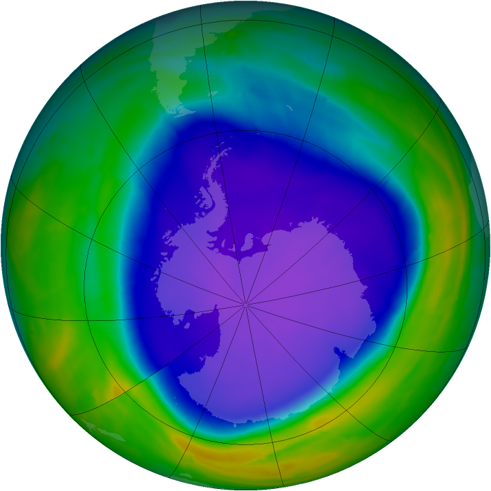 Antarctic ozone map for 02 October 2008